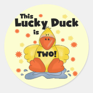 Sticker Rond Lucky Duck 2e Anniversaire Tshirts et cadeaux