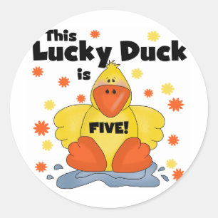 Sticker Rond Lucky Duck 5th Birthday Tshirts et cadeaux