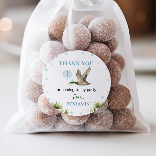 Sticker Rond Lucky Duck Boy Anniversaire (Créateur téléchargé)