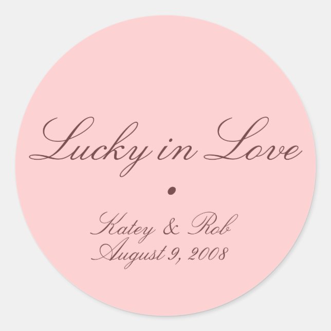 Sticker Rond Lucky en amour et jolie en rose (Devant)