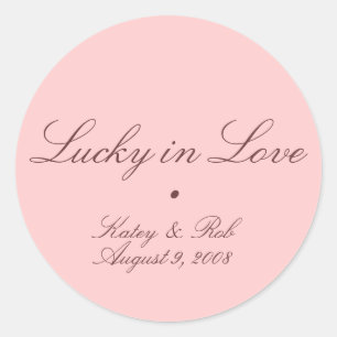 Sticker Rond Lucky en amour et jolie en rose