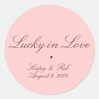 Sticker Rond Lucky en amour et jolie en rose