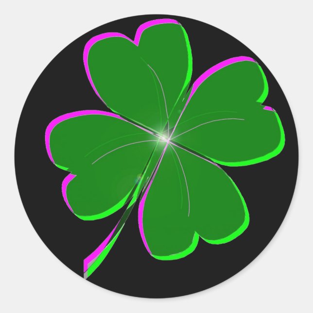 Sticker Rond Lucky Four Leaf Clover (Devant)