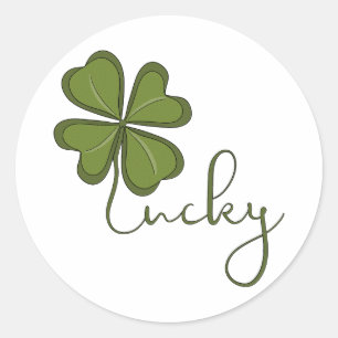 Sticker Rond Lucky Four Leaf Clover