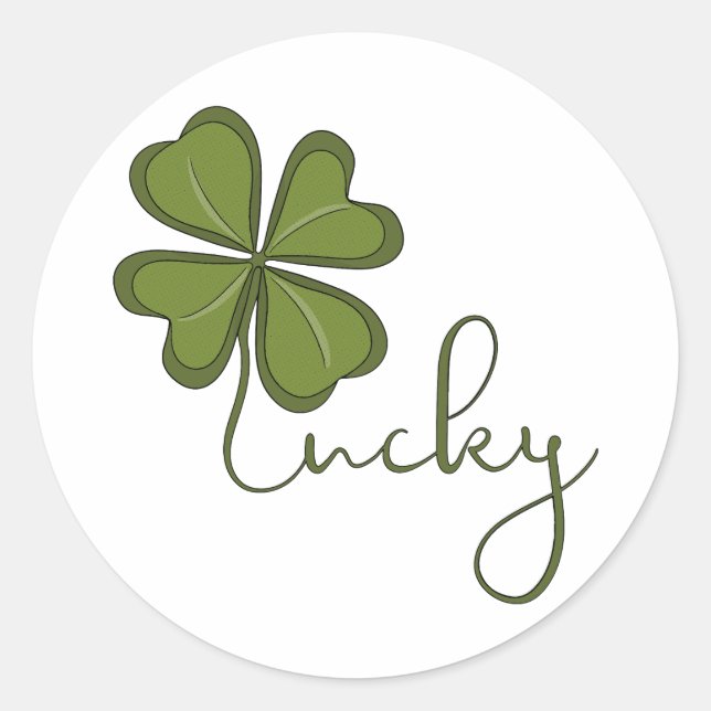 Sticker Rond Lucky Four Leaf Clover (Devant)