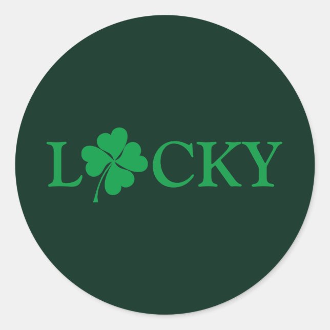 Sticker Rond Lucky Green Clover Shamrock St. Patrick's Day (Devant)
