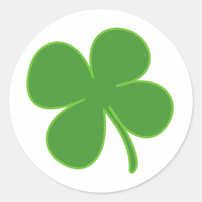 Sticker Rond Lucky Green Shamrock | Simple Clover Leaf Design (Devant)