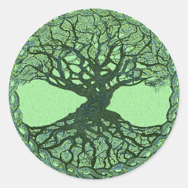 Sticker Rond Lucky Green Tree of Life (Devant)