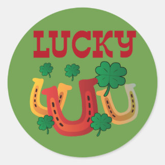 Sticker Rond Lucky Horseshoes