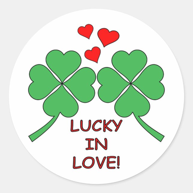 Sticker Rond Lucky In Love Hearts Clover (Devant)