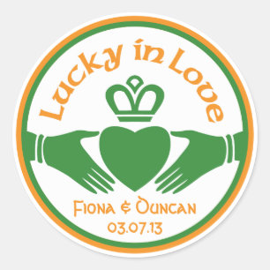 Sticker Rond Lucky in Love Irlandais Jour de la Saint Patrick M