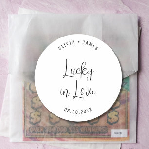 Sticker Rond Lucky In Love Lottery Billets Mariage Faveurs