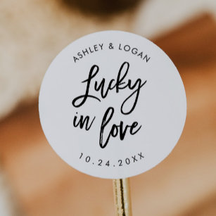 Sticker Rond Lucky In Love Mariage Loterie Favoriser