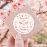Sticker Rond Lucky In Love Peach Cocktail Bachelorette Party<br><div class="desc">Lucky In Love Peach Cocktail Bachelorette Party Classic Round Sticker</div>