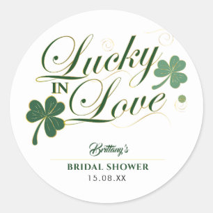 Sticker Rond Lucky in Love St Patrick's Modern Fête des mariées