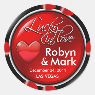 Sticker Rond Lucky in Love Vegas Newlyweds Casino Chip