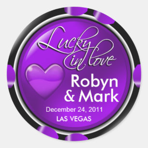 Sticker Rond Lucky in Love Vegas Newlyweds Casino Chip
