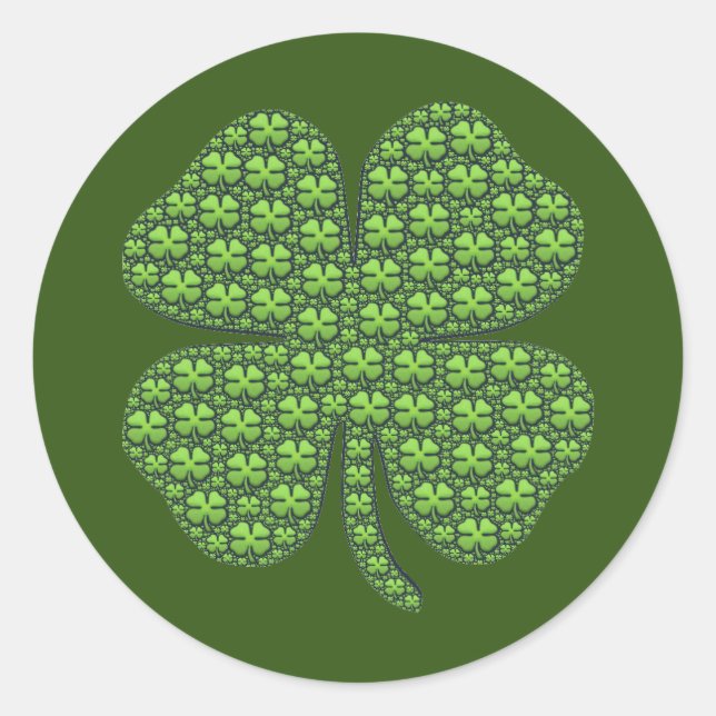 Sticker Rond Lucky Irish Clover Dark Green (Devant)