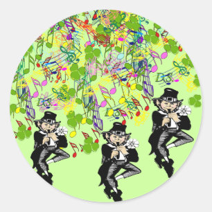 Sticker Rond Lucky Leprechaun Avec Shamrocks