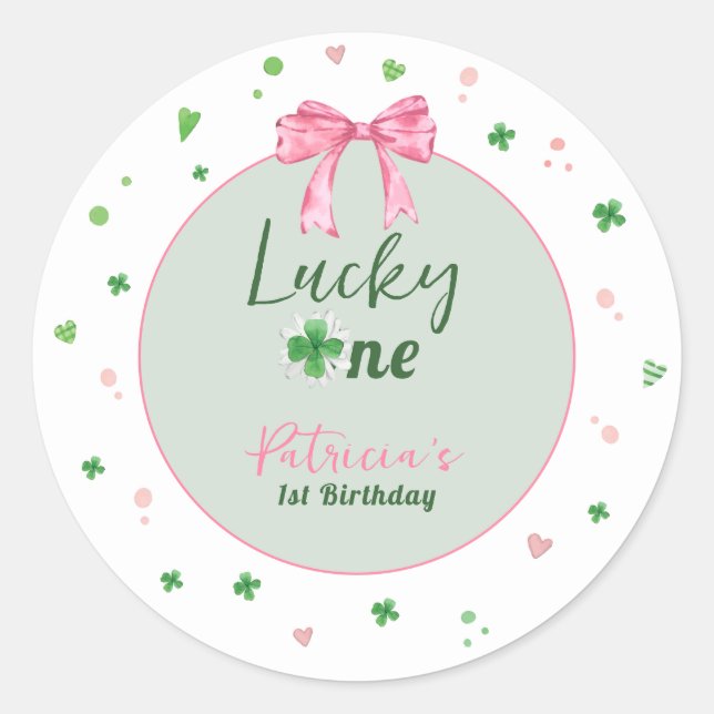 Sticker Rond Lucky One Fête d'anniversaire de fille St Patrick (Devant)