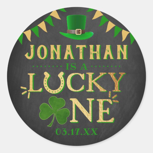 Sticker Rond Lucky One St. Patrick's Day 1er anniversaire (Devant)