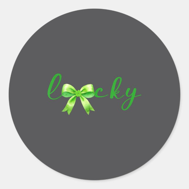 Sticker Rond Lucky, St.patricks Day Coquette,shamrock Funny  (Devant)