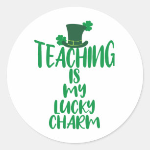 Sticker Rond Lucky Teacher Vibes St. Patrick's Day Edition