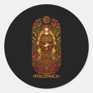 Sticker Rond Ludnica Déesse du Soleil Slave Art de Sorcière Pop