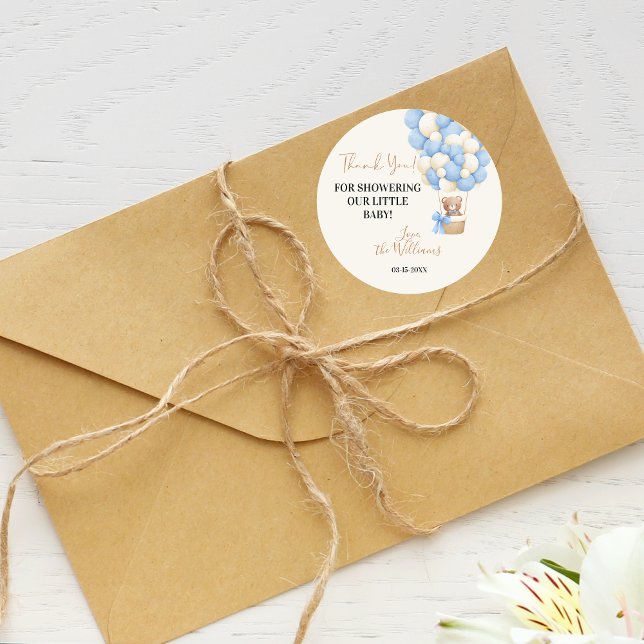 Sticker Rond lue Teddy Bear Oh Boy Balloon Baby shower (Créateur téléchargé)