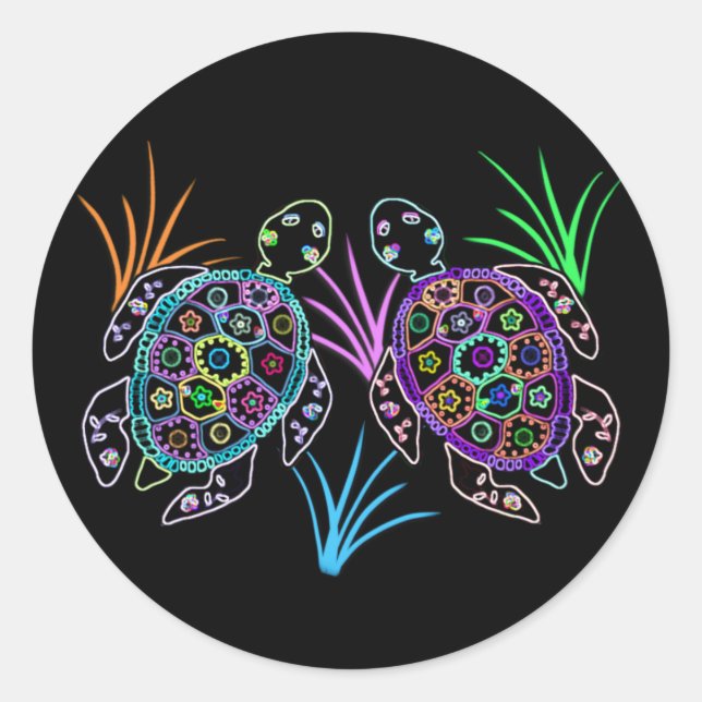 Sticker Rond Lueur de la tortue marine (Devant)