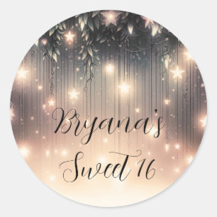 Sticker Rond Lueur de l'Arbre Céleste Enchanté Étoiles et Nuag