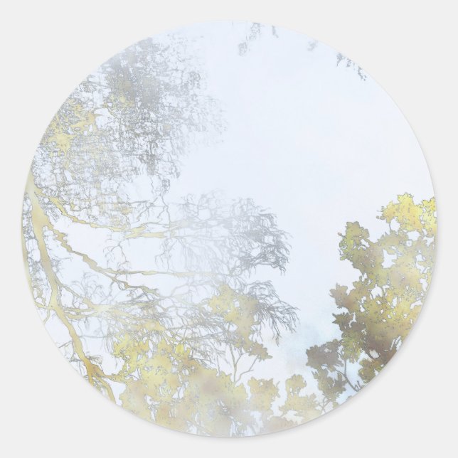 Sticker Rond Lueur dorée à larges feuilles (Devant)