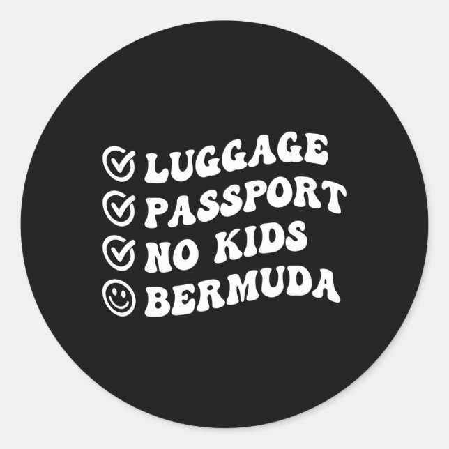 Sticker Rond Luge Passport No Bermuda Trip Wavy (Devant)