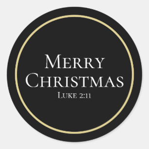 Sticker Rond Luke 2:11 Noël Or Noir Élégant