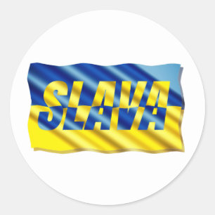 Sticker Rond L'Ukraine bleue et jaune inspire la paix dans la g