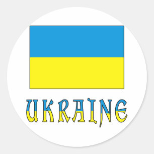 Sticker Rond L'Ukraine et le drapeau ukrainien