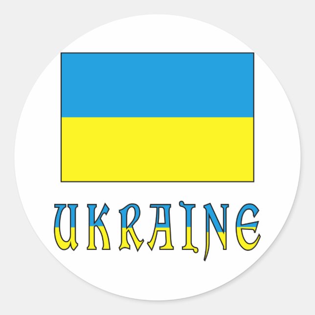 Sticker Rond L'Ukraine et le drapeau ukrainien (Devant)