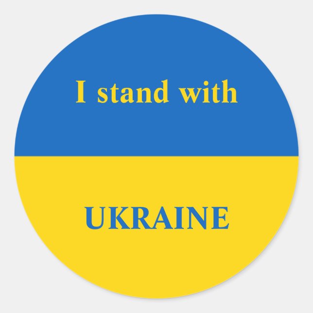 Sticker Rond L'Ukraine soutient le drapeau bleu jaune (Devant)