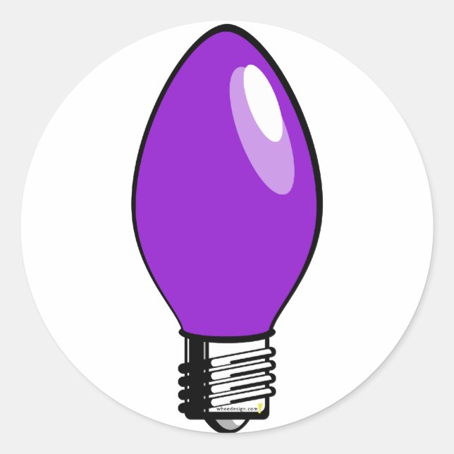 Sticker Rond Lumière d'arbre de Noël pourpre (Devant)