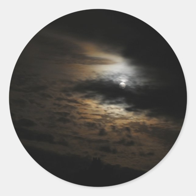 Sticker Rond Lumière de la lune brillant sur les nuages Ciel de (Devant)