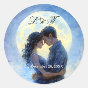 Sticker Rond Lumière de la lune Mariage Celestin Love Thème Cie