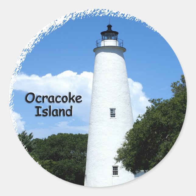 Sticker Rond Lumière de l'île Ocracoke (Devant)
