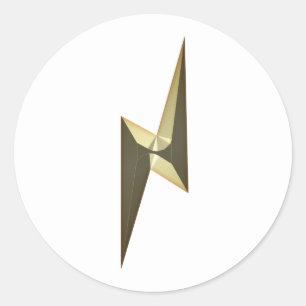 Sticker Rond Lumière de tonnerre d'or blanc fun moderne