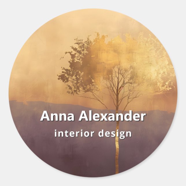 Sticker Rond Lumière Debout | Conception minimale d'arbre  (Devant)