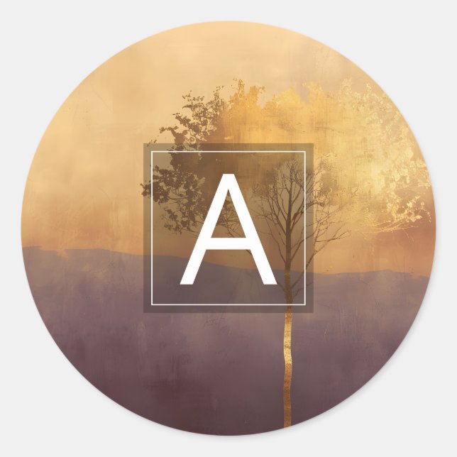 Sticker Rond Lumière Debout | Conception minimale d'arbre  (Devant)