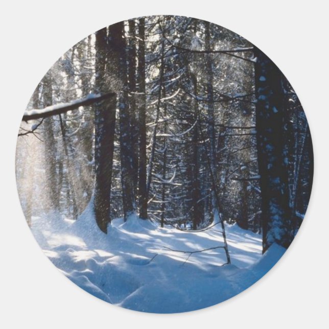 Sticker Rond Lumière Du Soleil Sur Neige (Devant)