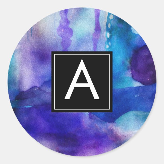 Sticker Rond Lumière fluide | Aquarelle abstraite (Devant)