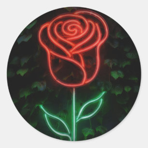Sticker Rond Lumière Néon Rouge Rose Fleurie Douce 16 16ème