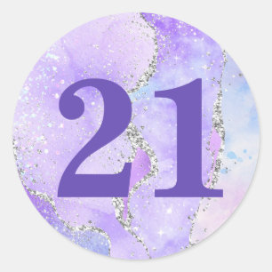 Sticker Rond Lumière Violet & Argent Faux Parties scintillant A