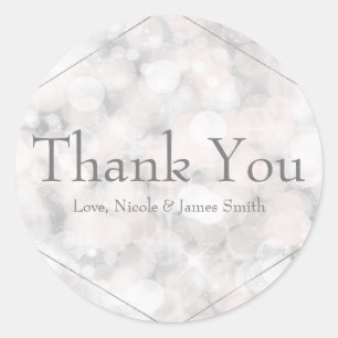 Sticker Rond Lumières Bokeh blanches Élégant Mariage Favori Gla